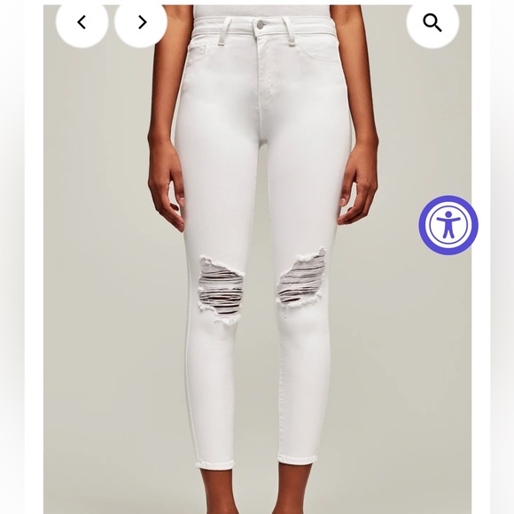 NWT L'AGENCE MARGOT HIGH RISE SKINNY IN BLANC DESTRUCT Size 25 - Picture 3 of 11